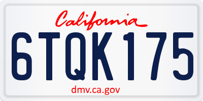 CA license plate 6TQK175