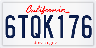 CA license plate 6TQK176