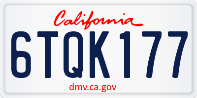 CA license plate 6TQK177