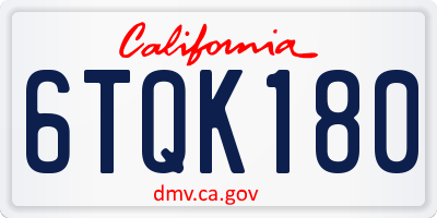 CA license plate 6TQK180