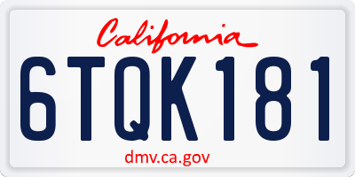 CA license plate 6TQK181