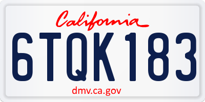 CA license plate 6TQK183