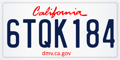 CA license plate 6TQK184