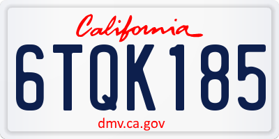 CA license plate 6TQK185