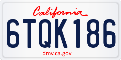 CA license plate 6TQK186