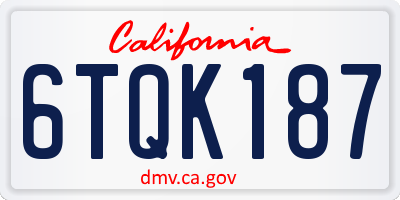 CA license plate 6TQK187