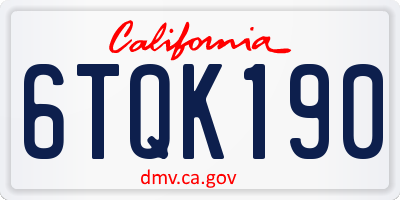 CA license plate 6TQK190
