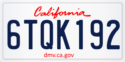 CA license plate 6TQK192