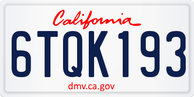 CA license plate 6TQK193