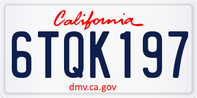CA license plate 6TQK197