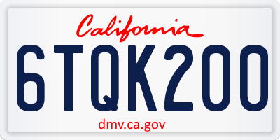 CA license plate 6TQK200