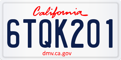 CA license plate 6TQK201