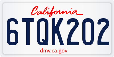 CA license plate 6TQK202