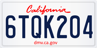 CA license plate 6TQK204