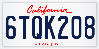 CA license plate 6TQK208