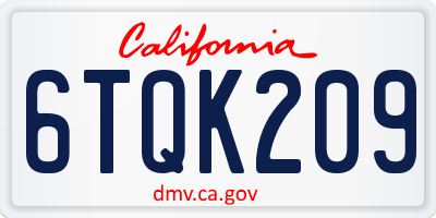 CA license plate 6TQK209