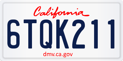 CA license plate 6TQK211