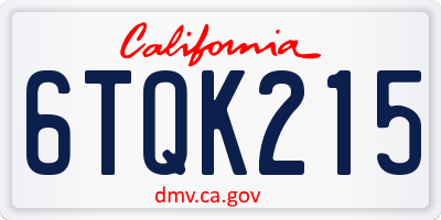 CA license plate 6TQK215