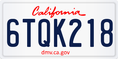 CA license plate 6TQK218