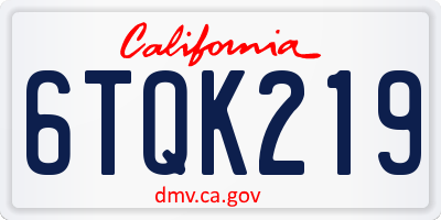 CA license plate 6TQK219