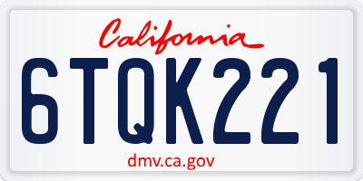 CA license plate 6TQK221