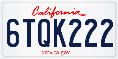 CA license plate 6TQK222