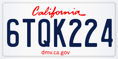 CA license plate 6TQK224