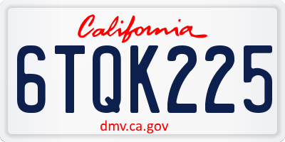 CA license plate 6TQK225