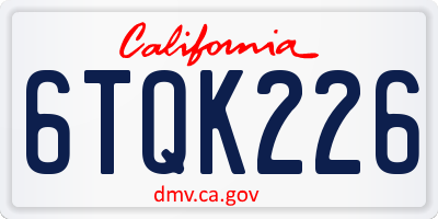 CA license plate 6TQK226