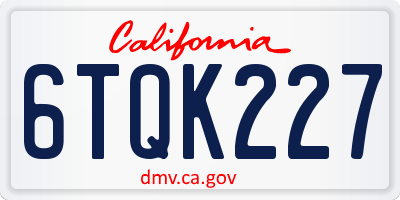 CA license plate 6TQK227