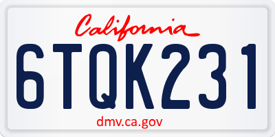 CA license plate 6TQK231