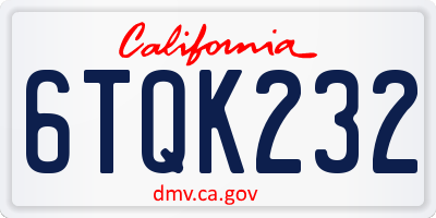 CA license plate 6TQK232