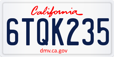 CA license plate 6TQK235