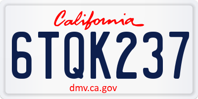 CA license plate 6TQK237