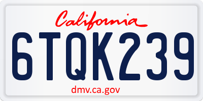 CA license plate 6TQK239