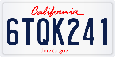 CA license plate 6TQK241