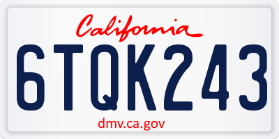 CA license plate 6TQK243