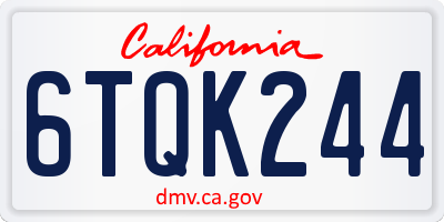 CA license plate 6TQK244