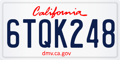 CA license plate 6TQK248