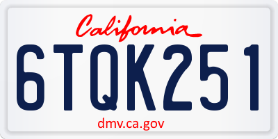 CA license plate 6TQK251