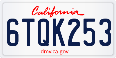 CA license plate 6TQK253