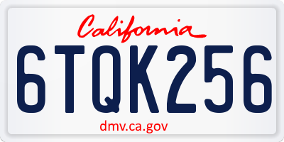 CA license plate 6TQK256