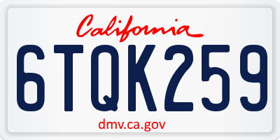 CA license plate 6TQK259