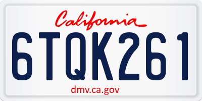 CA license plate 6TQK261