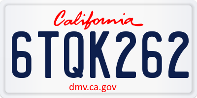 CA license plate 6TQK262