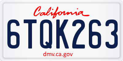 CA license plate 6TQK263