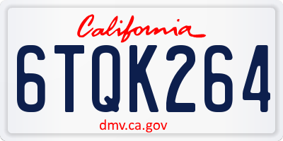CA license plate 6TQK264