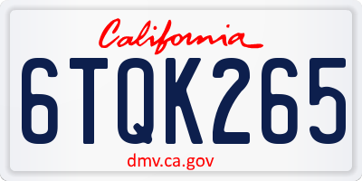 CA license plate 6TQK265