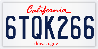 CA license plate 6TQK266