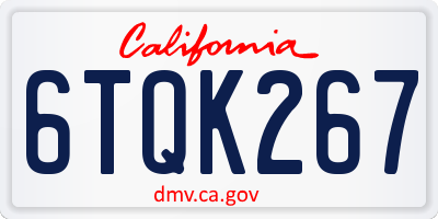 CA license plate 6TQK267